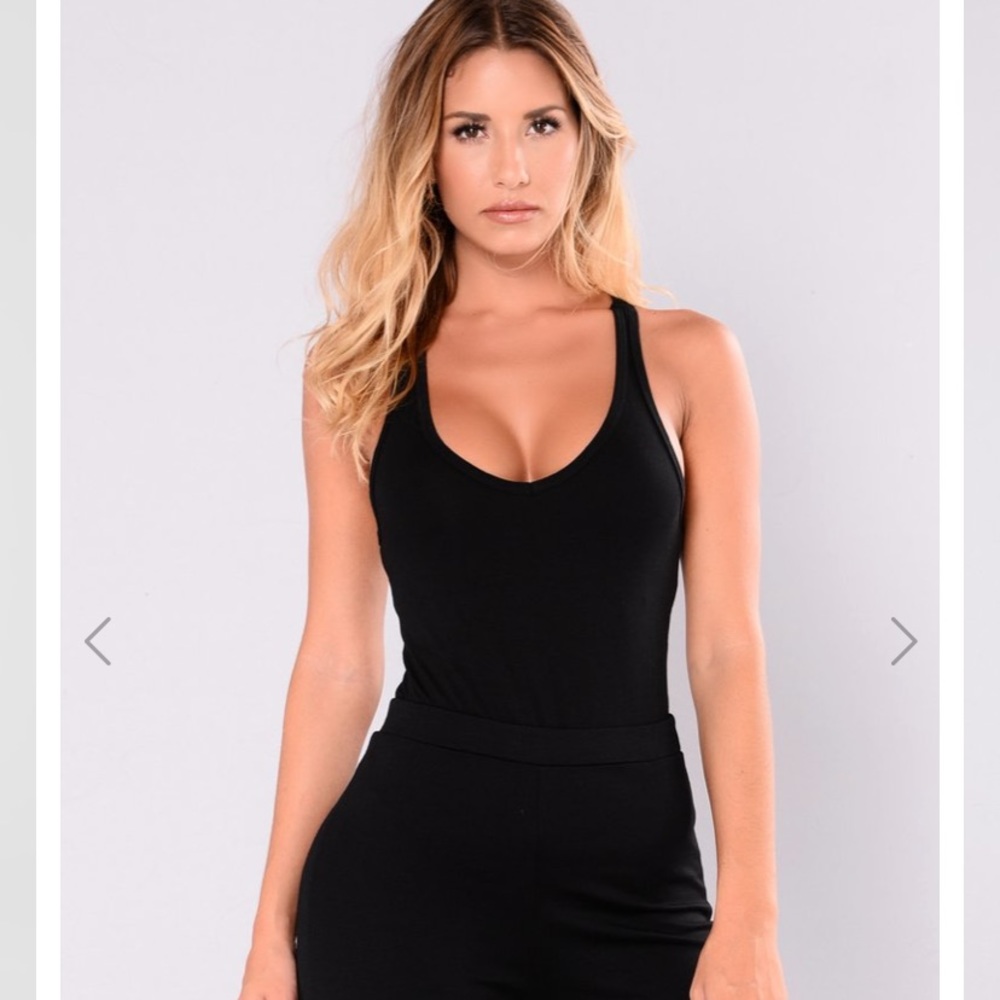 Black racer back body suit